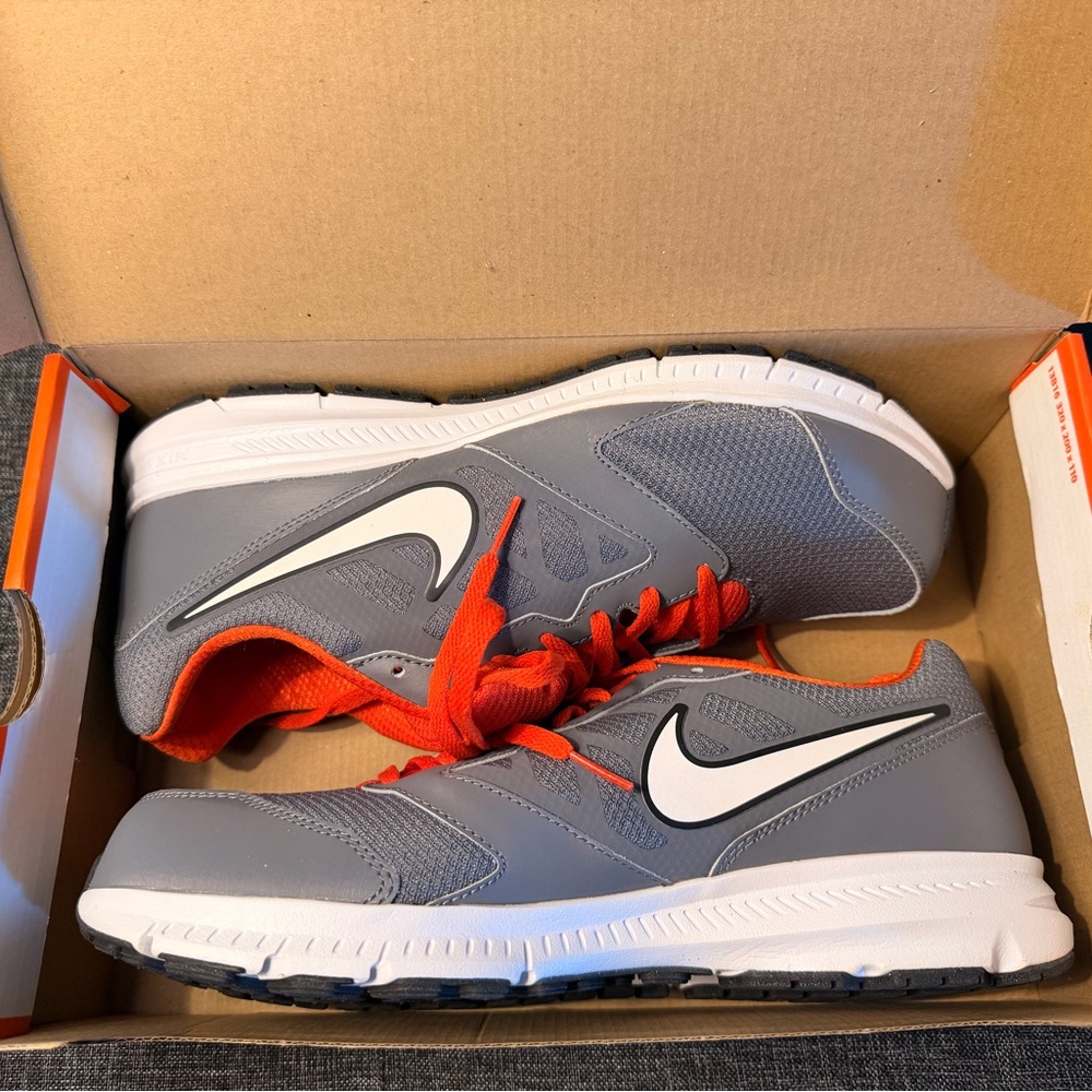 Nike Gray & Orange Athletic Shoes with White Swoosh